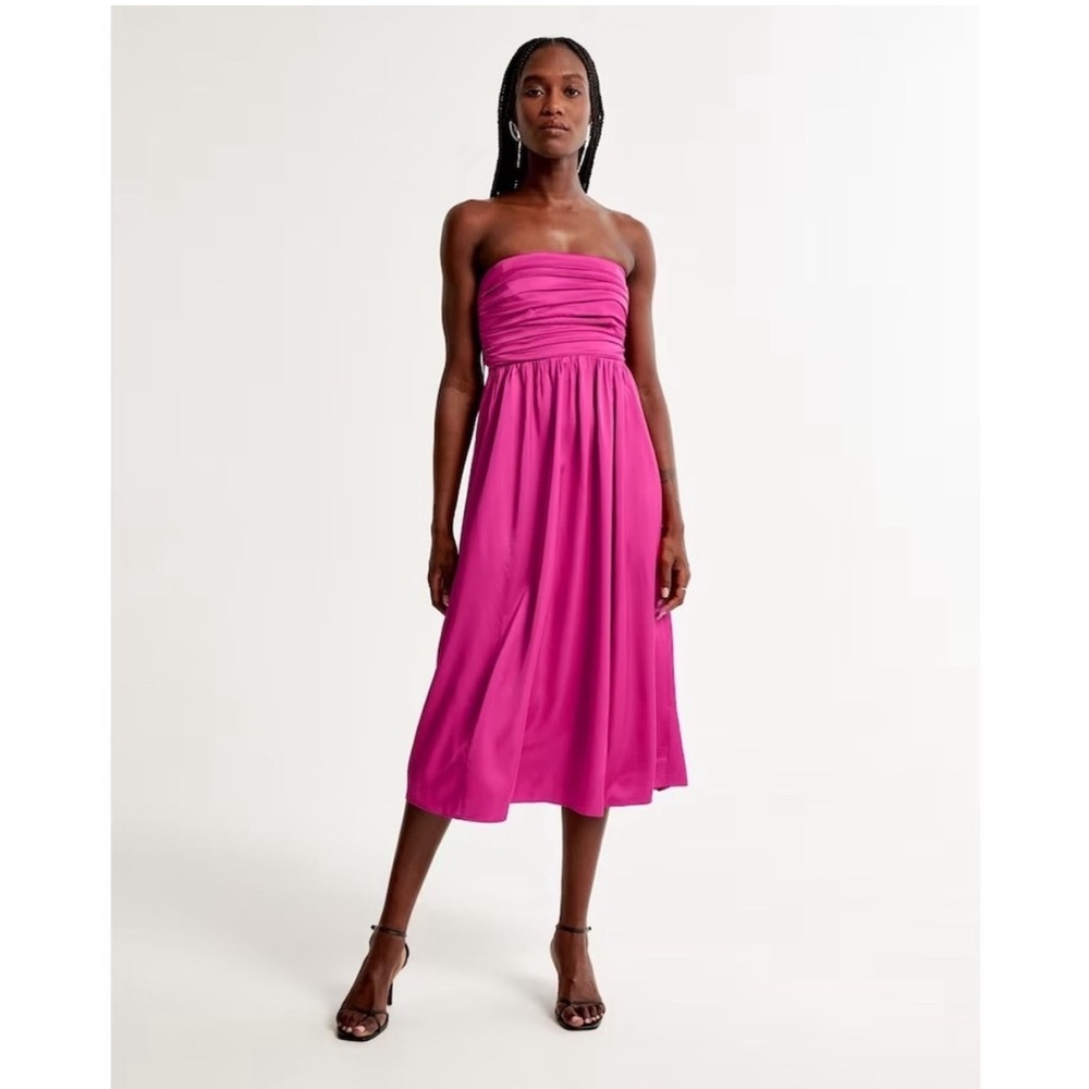 abercrombie and fitch emerson ruched strapless dress pink size